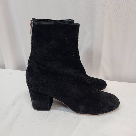 Free People Size 39 US 8.5 Cecile Black Suede Heeled Career Ankle Boots Zip Clos - Picture 3 of 9